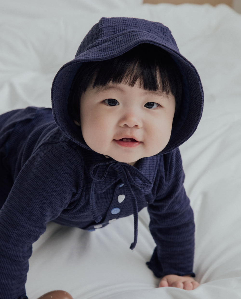 [Baby] ジャガードリブボンネット