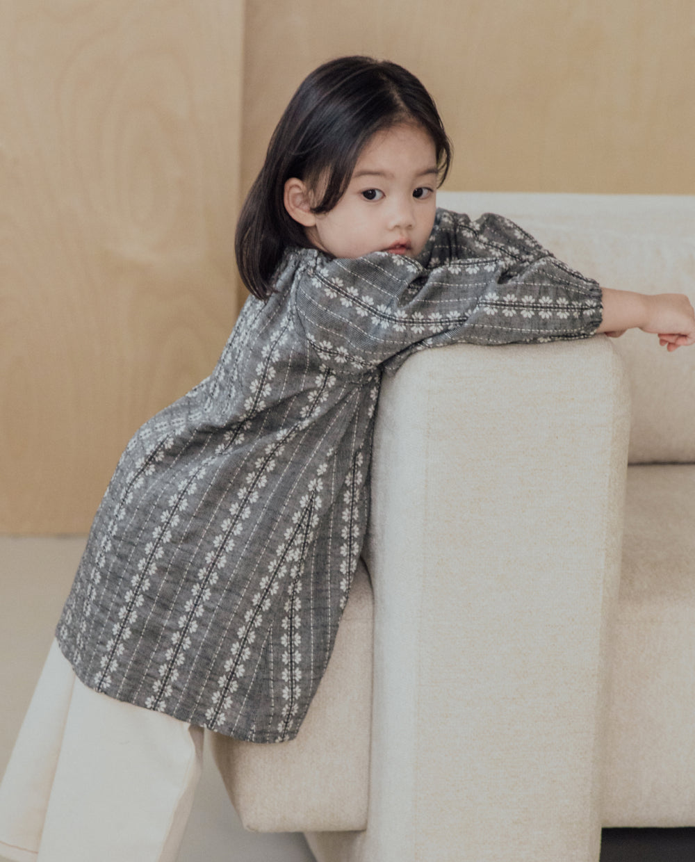 [Kids] ジャガードレースレイヤードワンピース