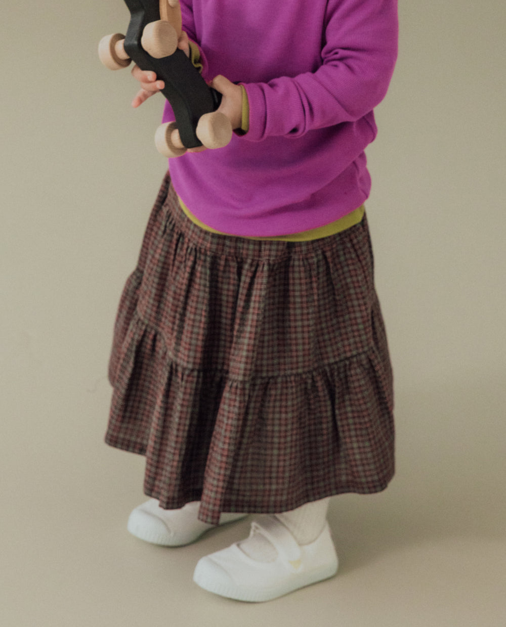 [Kids] コットンジャガードティアードスカート