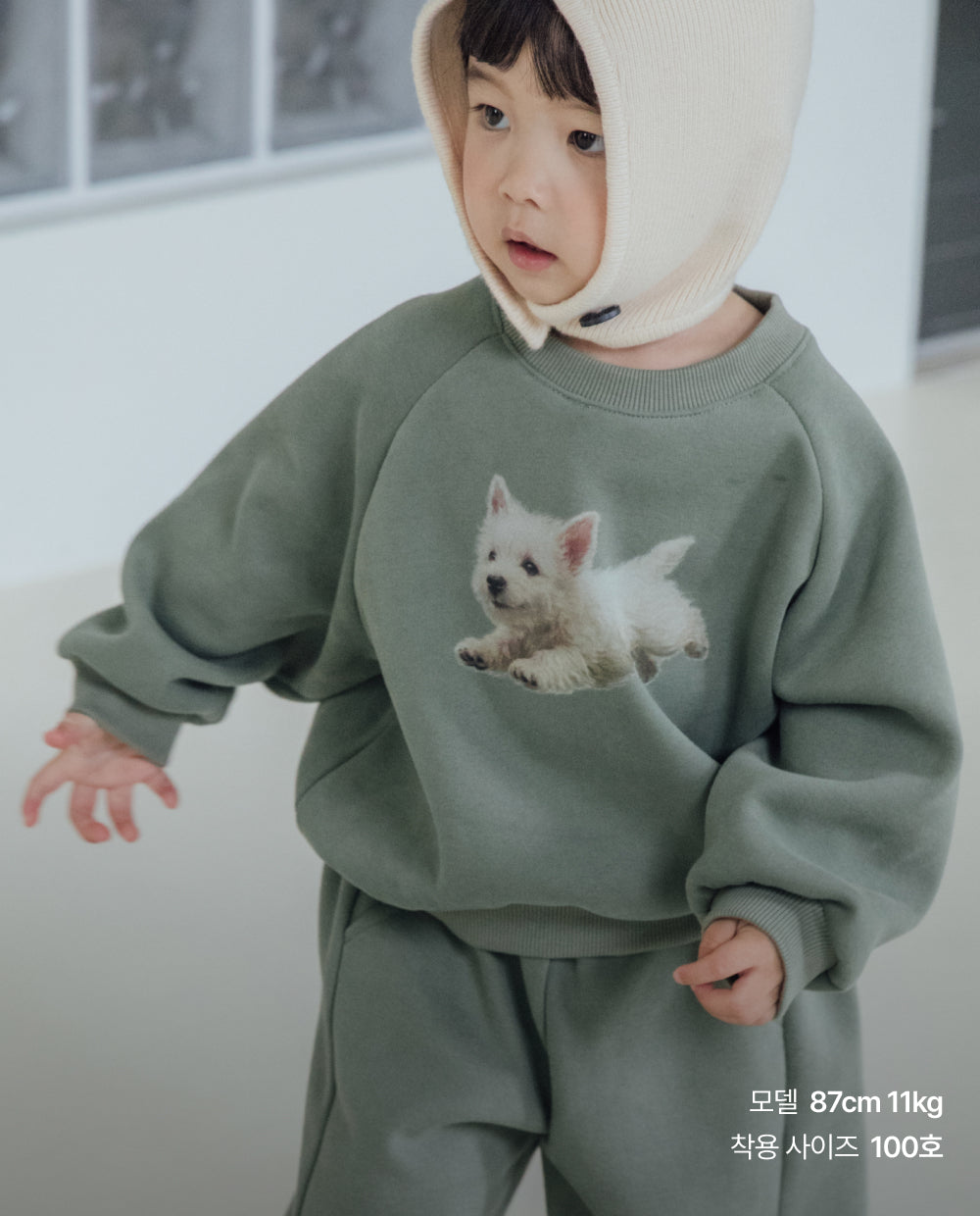 [Kids] [裏起毛] ふんわりミンク ドッググラフィック スウェット