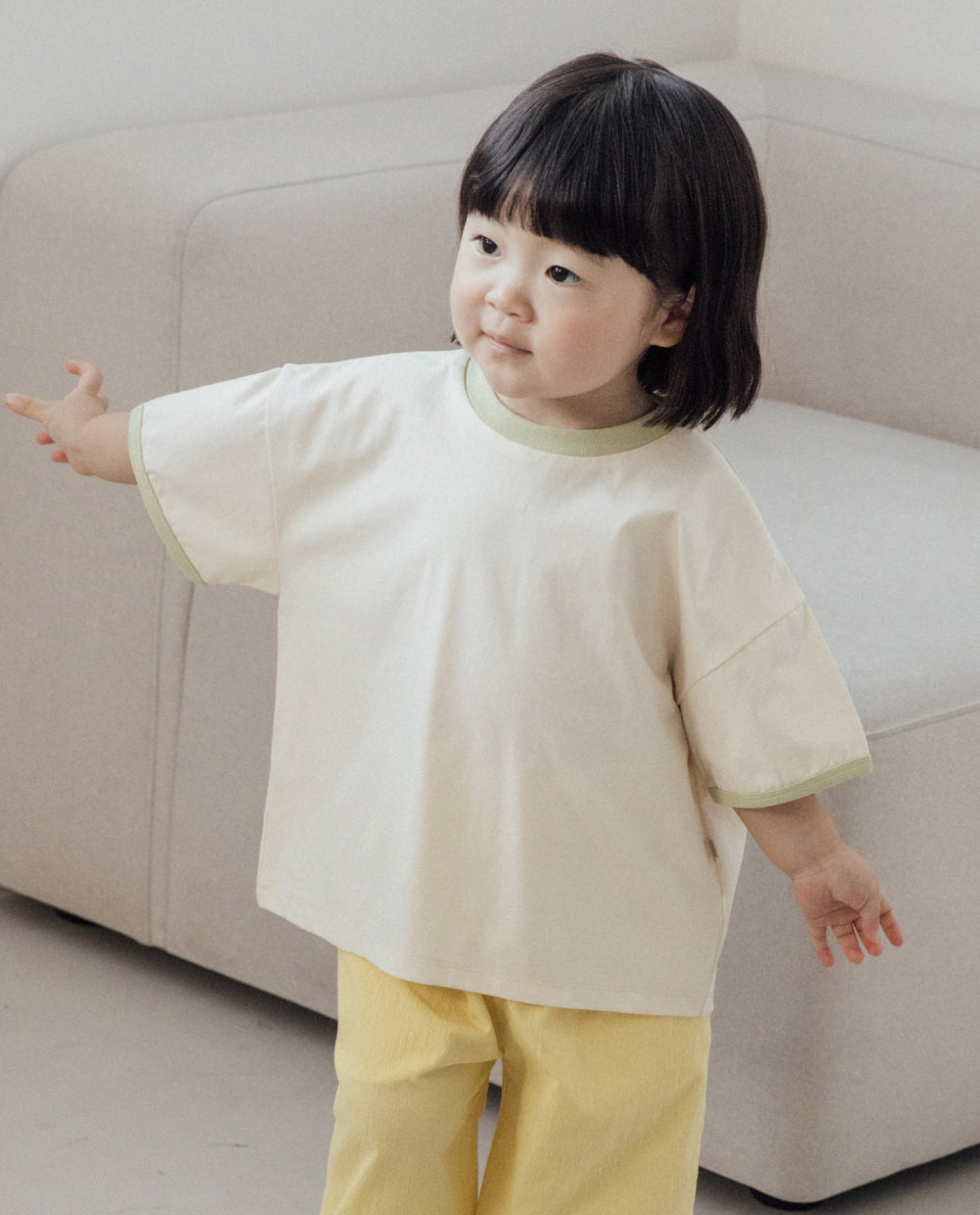 [Kids] エアクール 配色リブルーズフィット半袖Tシャツ