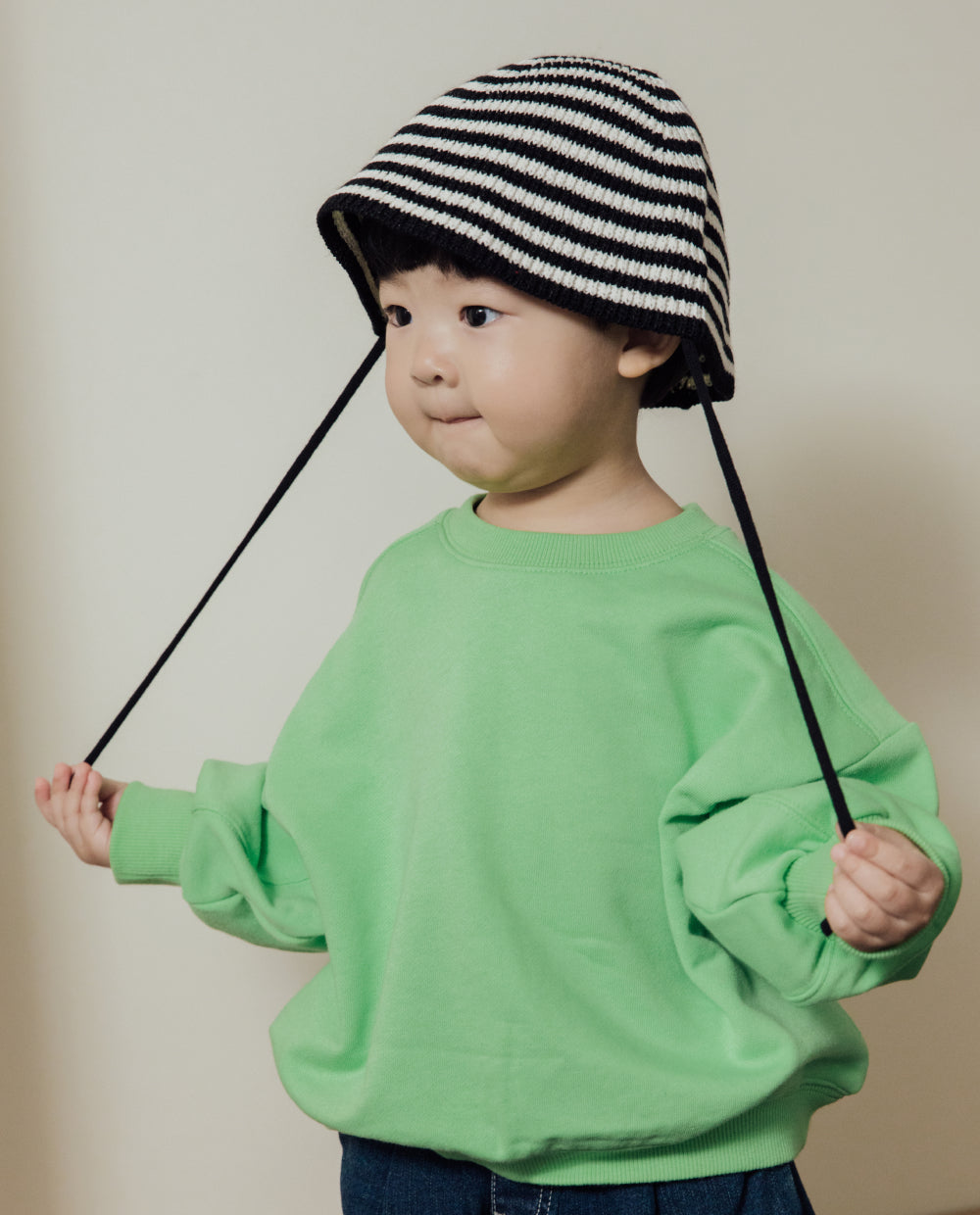 [Kids] ストライプ ニット バケットハット