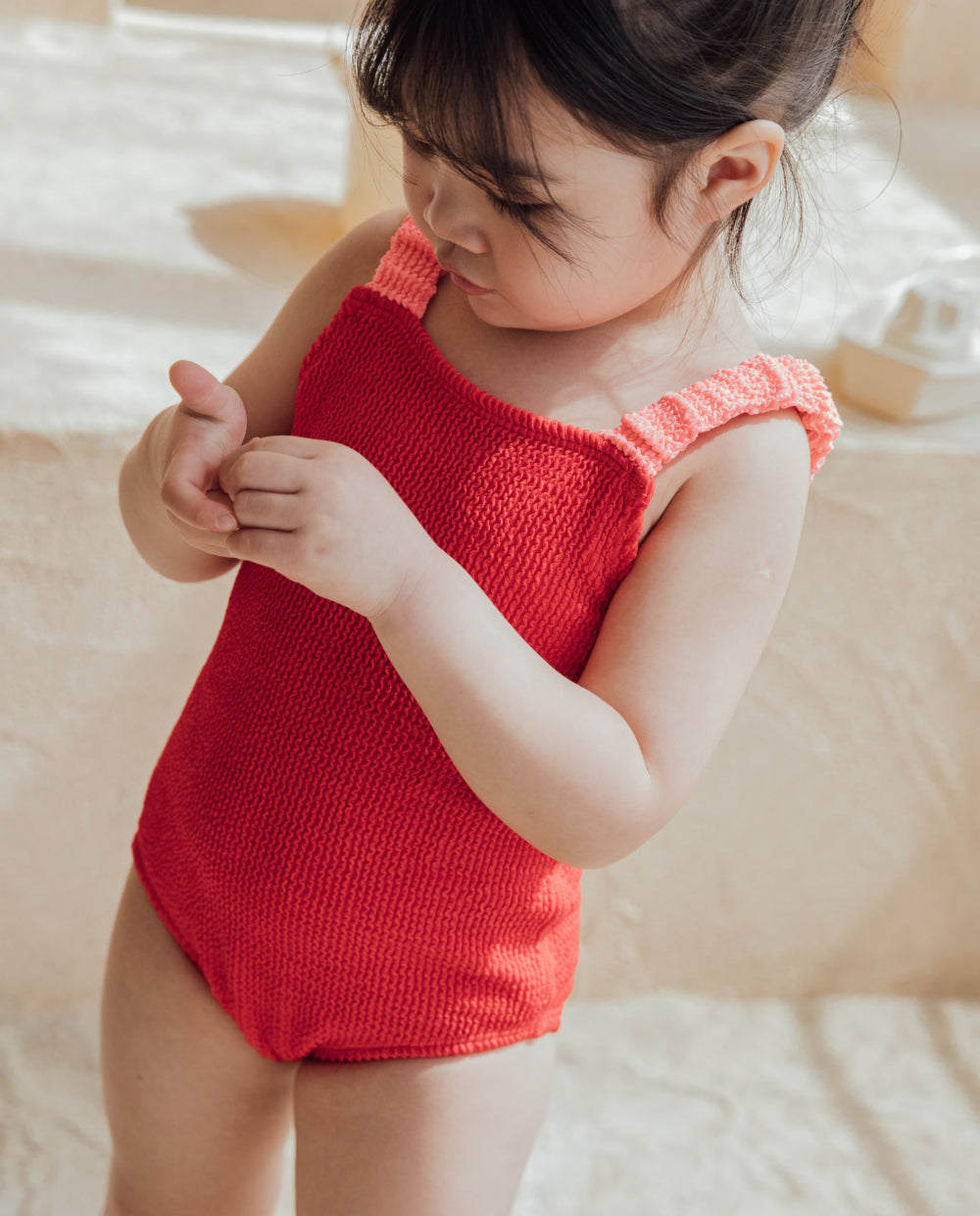 [Kids] UVカット エンボスリブ スリムスーツ