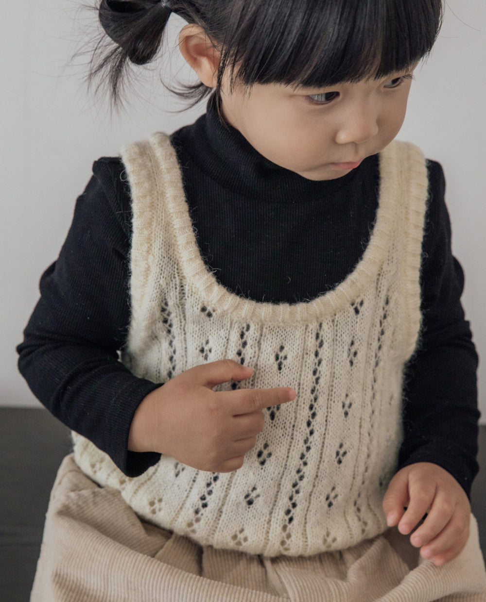 [Kids] (1&1) ふんわりとろみハーフネック無地 Tシャツ