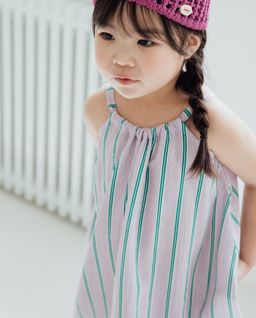 [Kids] エアクリンクル ストライプ ストリング ワンピース