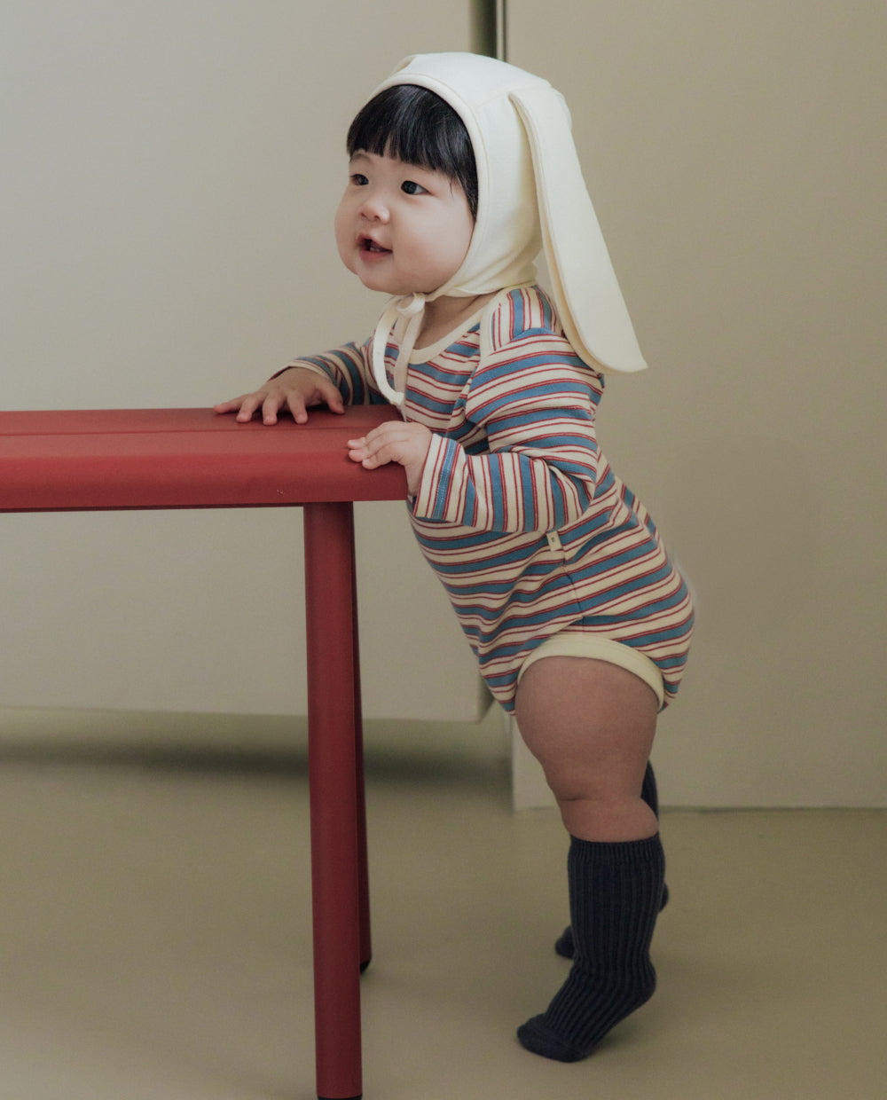 [Baby] ストレッチコットンマルチストライプボディスーツ