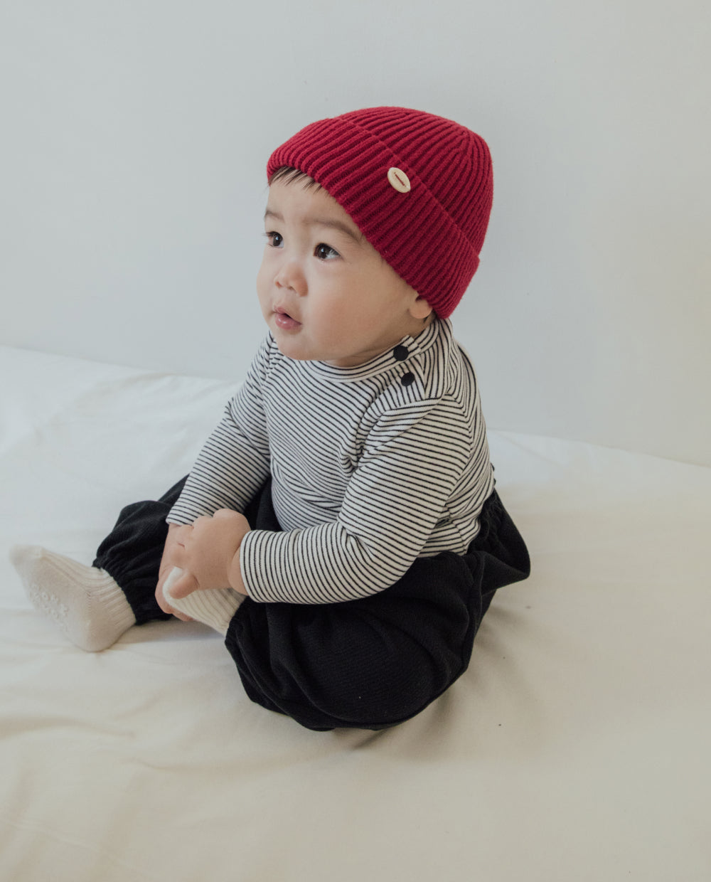 [Baby] ふんわりなめらかストライプTシャツ