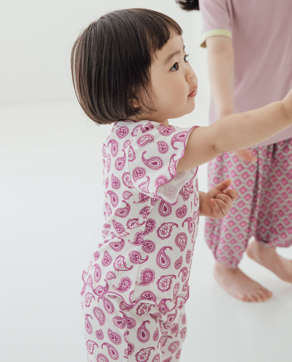 [Kids] エアクリンクルペイズリー7分丈ラウンジセットアップ