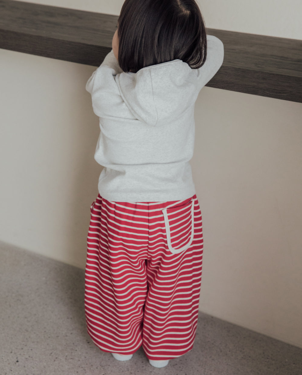 [Kids] ストレッチコットンストライプドローストリングパンツ