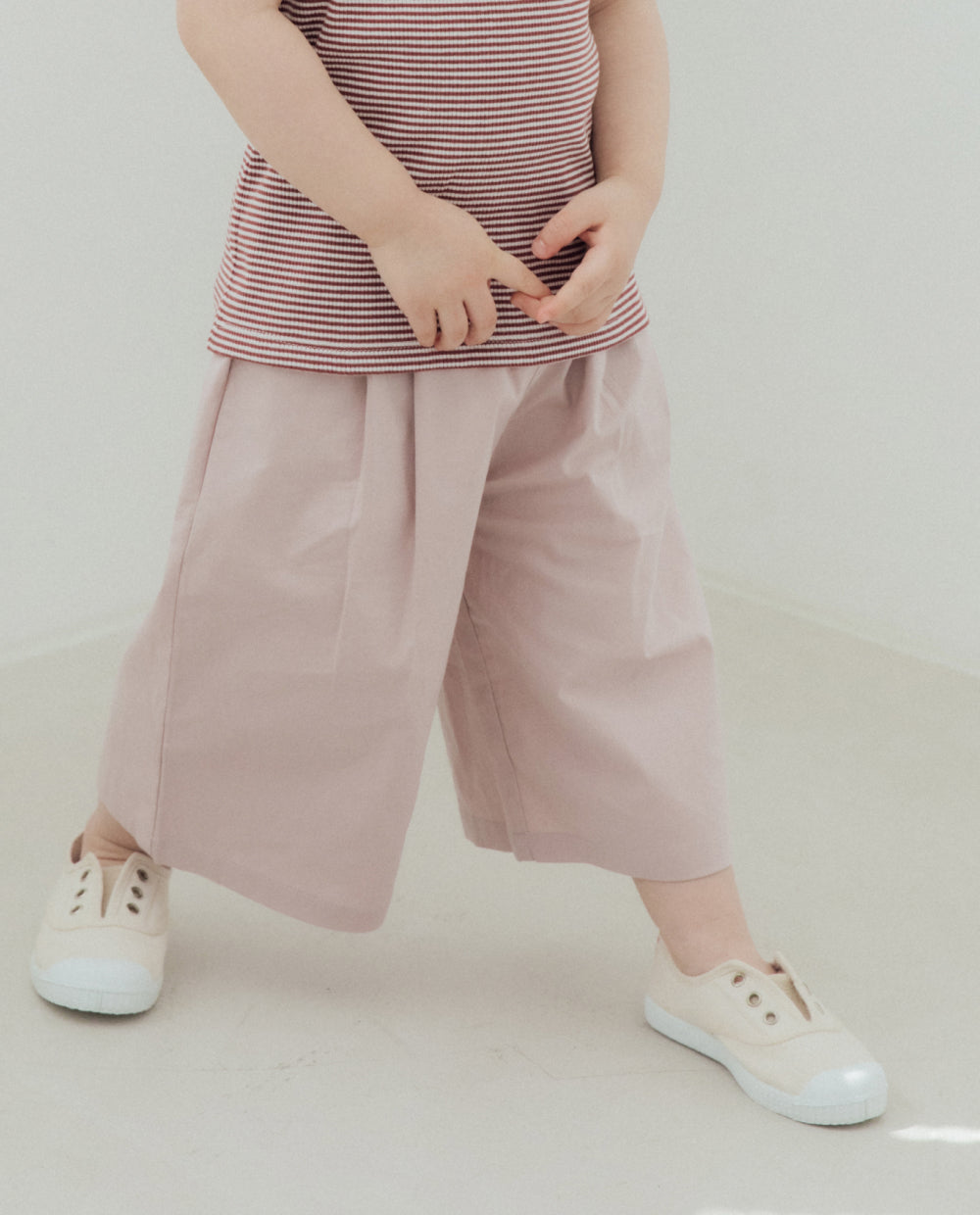 [Kids] 風通しコットン スパン 2タック 7分丈パンツ