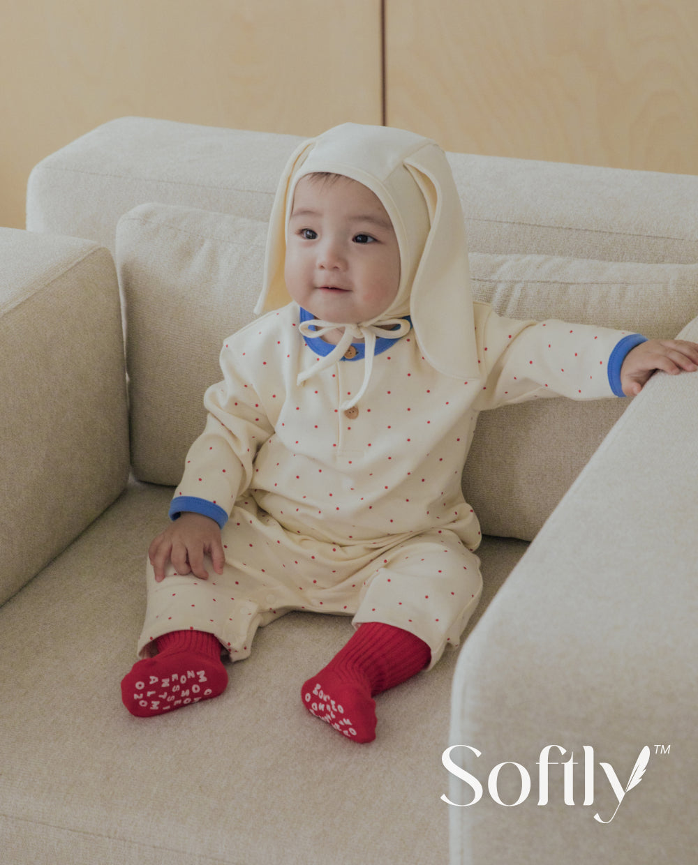 [Baby] ソフトリーふんわりもちもちドットロンパース