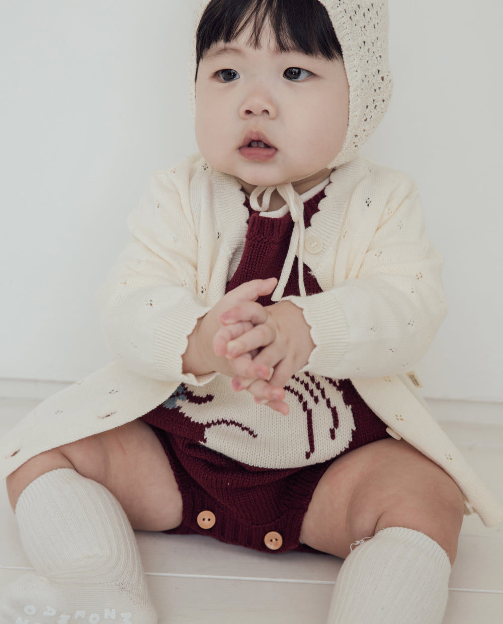 [Baby] コットンアイレットニットカーディガン