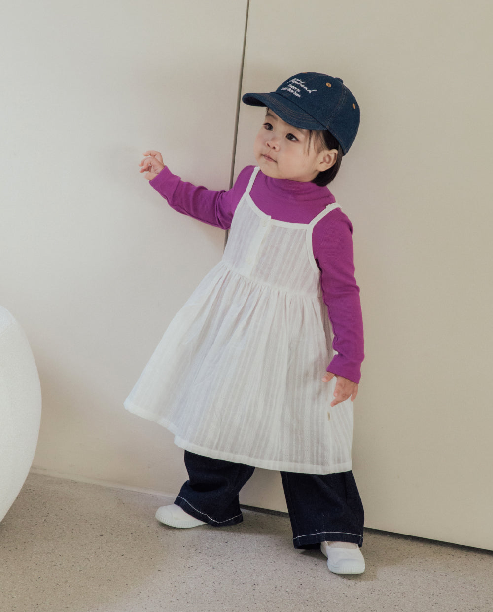 [Kids] コットンレースレイヤードワンピース