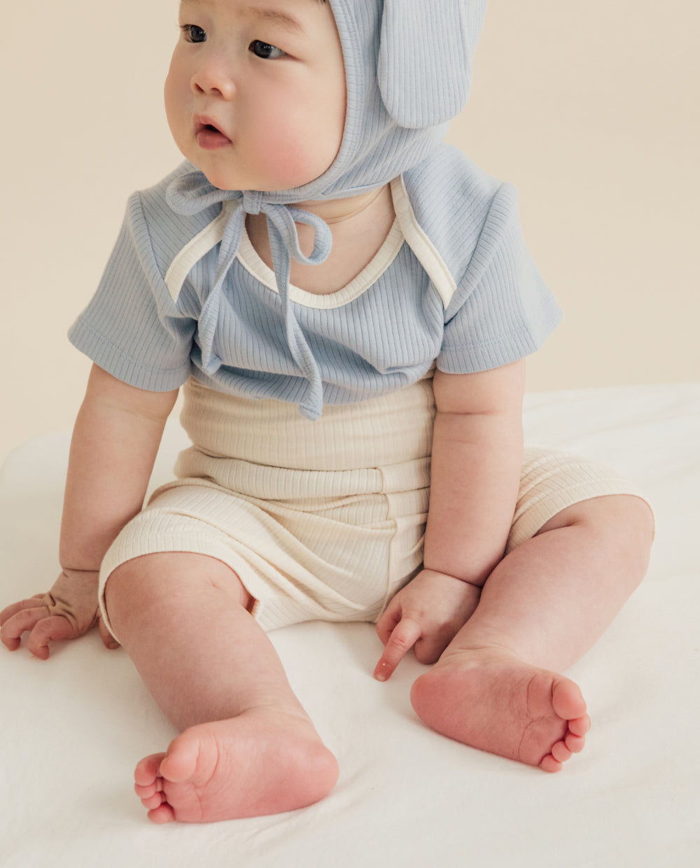 [Baby] もちもちモダールリブ 腹巻付き 5分丈レギンス