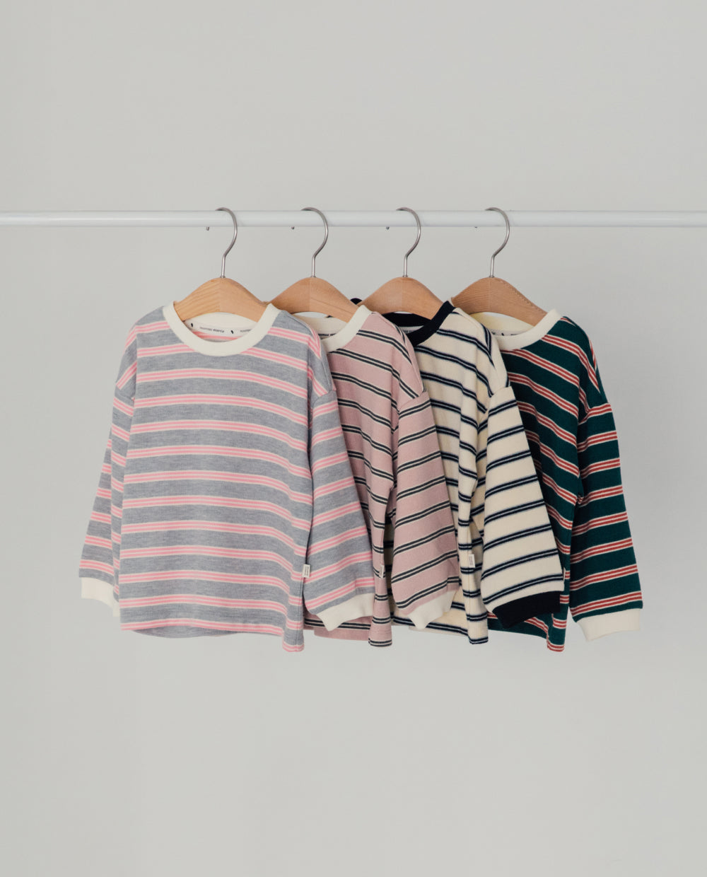 [Kids] コンフォートソフトダブルラインストライプTシャツ