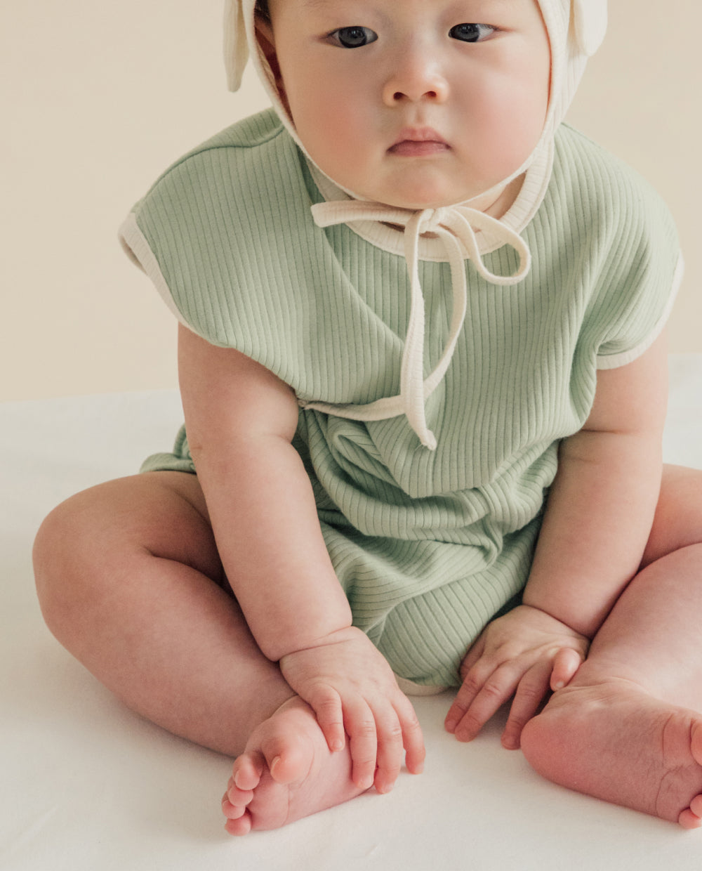 [Baby] もちもちモダールリブ キャミソールロンパース