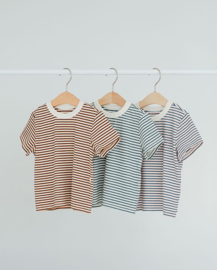 [Kids] マルチストライプ半袖Tシャツ