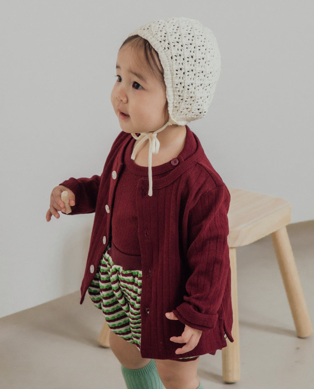 [Baby] コットンアイレットカーディガン