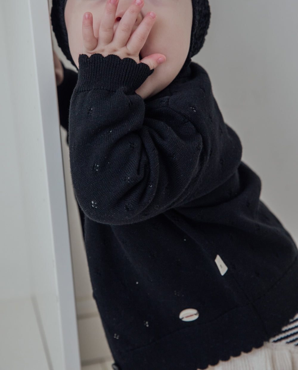[Baby] コットンアイレットニットカーディガン