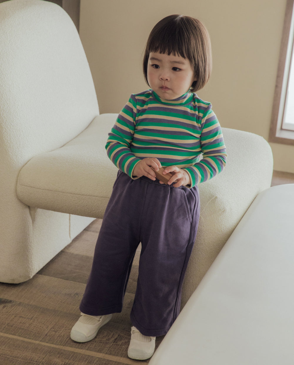 [Kids] ソフトコットンワイド8分丈パンツ