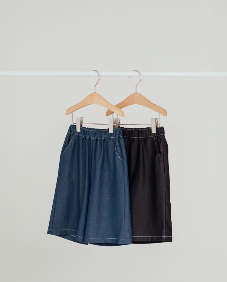 [Kids] ライトデニム 7分丈 ワイドパンツ