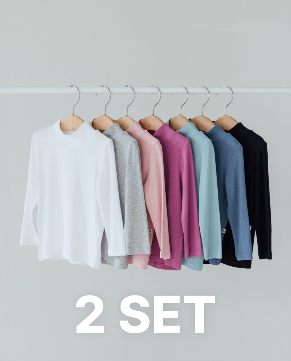 [Kids] (2SET) ふんわりとろみハーフネック無地 Tシャツ