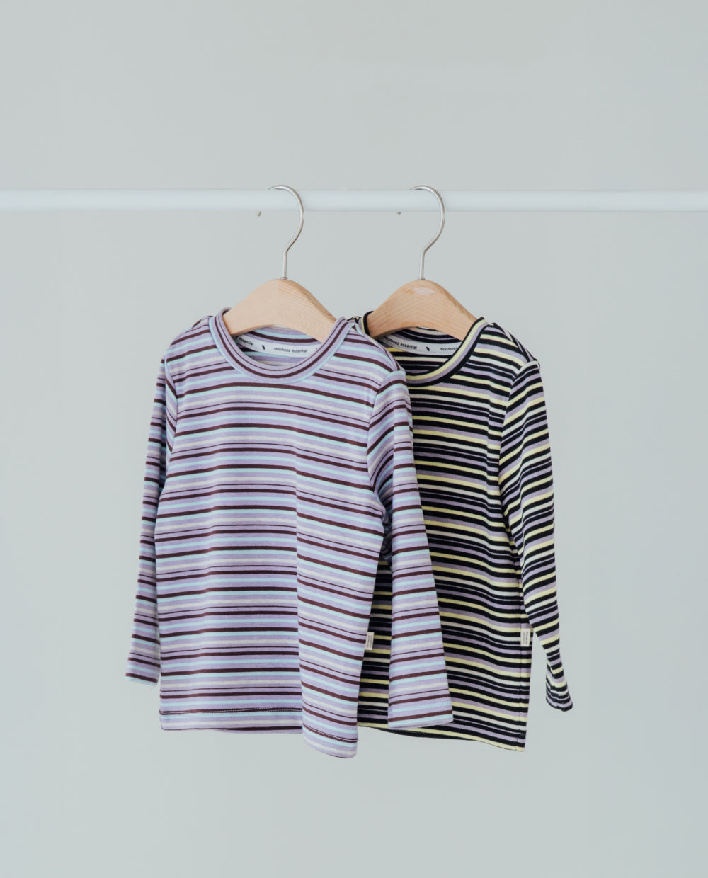 [Kids] もちもちコットンストライプ スリムフィットTシャツ