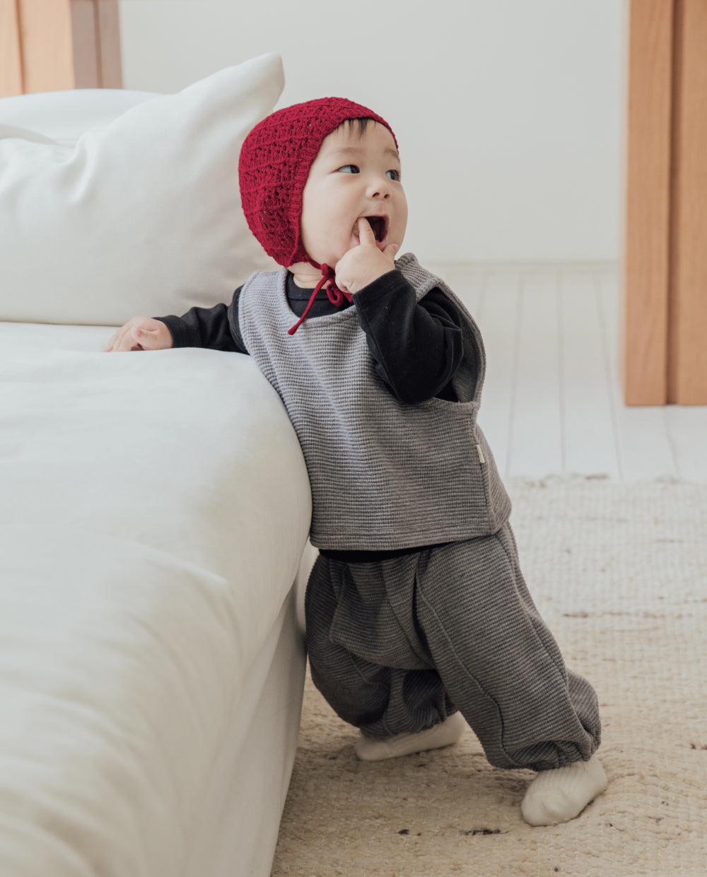 [Baby] ソフトワッフルベストセットアップ
