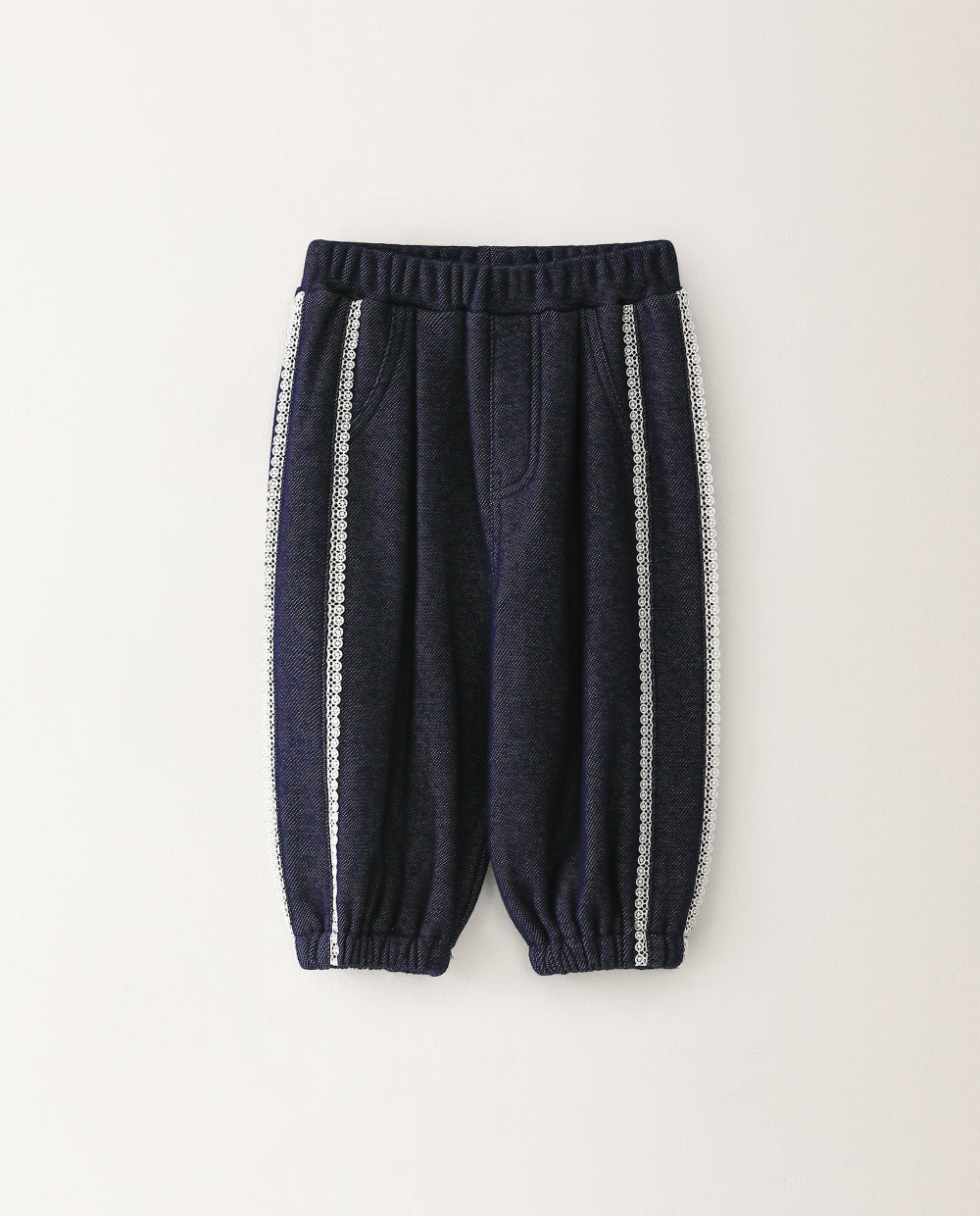[Baby] [裏起毛] バルーンフィット レース デニムパンツ