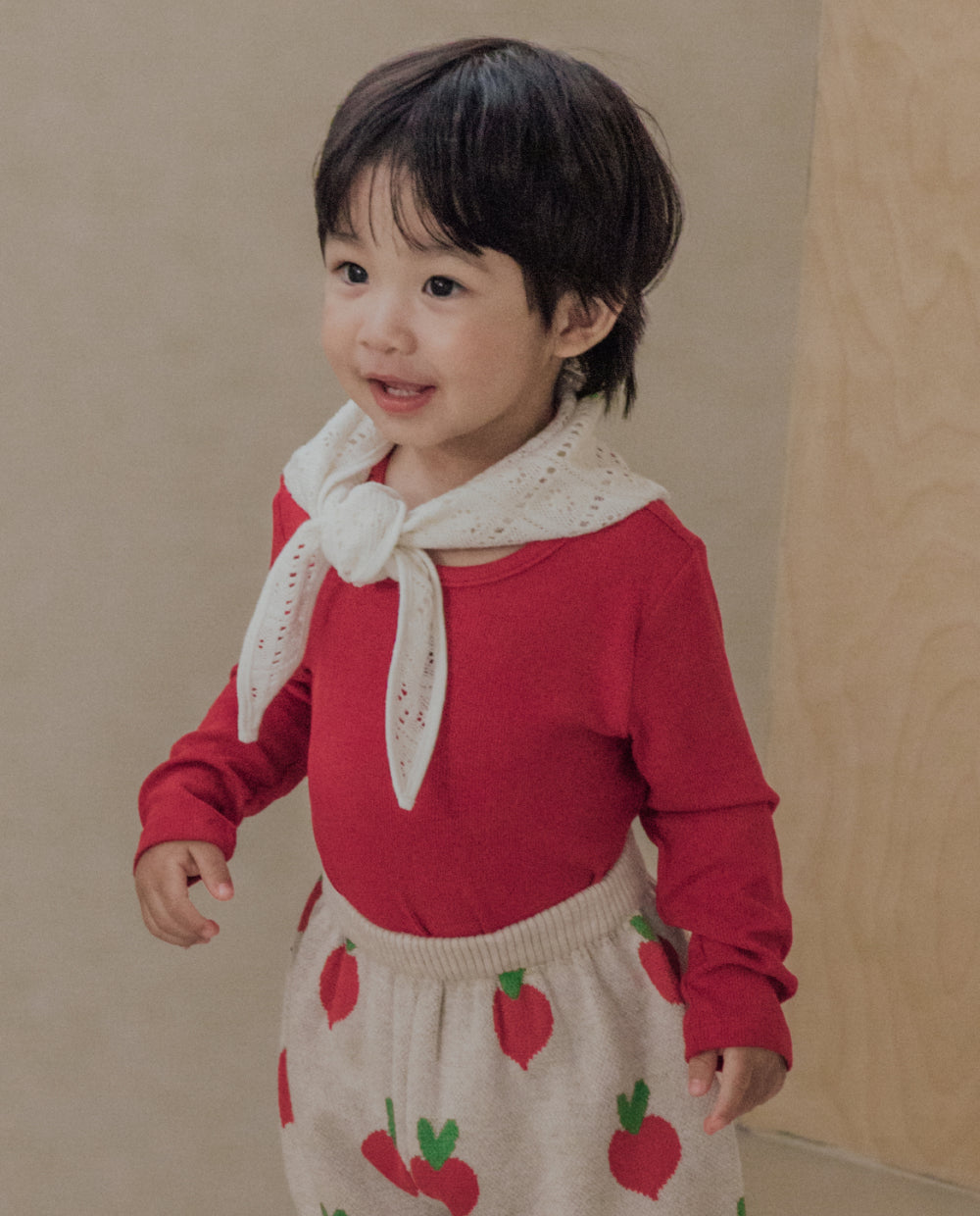 [Kids] (1&1) ふんわりとろみラウンドネックTシャツ
