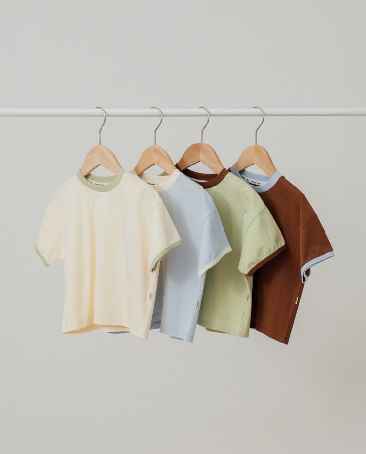 [Kids] エアクール 配色リブルーズフィット半袖Tシャツ