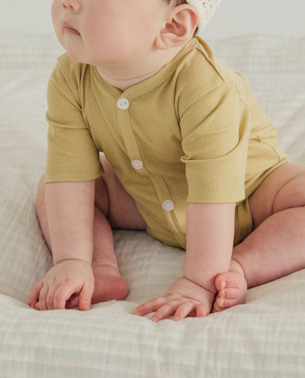 [Baby] プレミアムテンセル リブストレッチ 半袖ボディスーツ