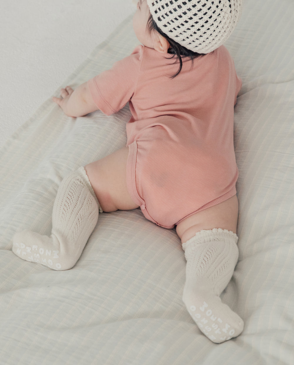 [Baby] プレミアムテンセル リブストレッチ 半袖ボディスーツ