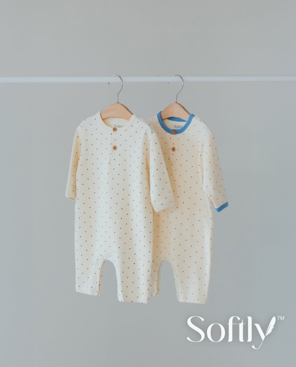 [Baby] ソフトリーふんわりもちもちドットロンパース