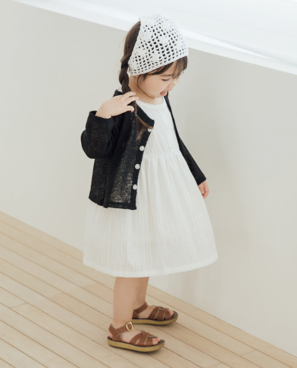 [Kids] コットンレースレイヤードワンピース