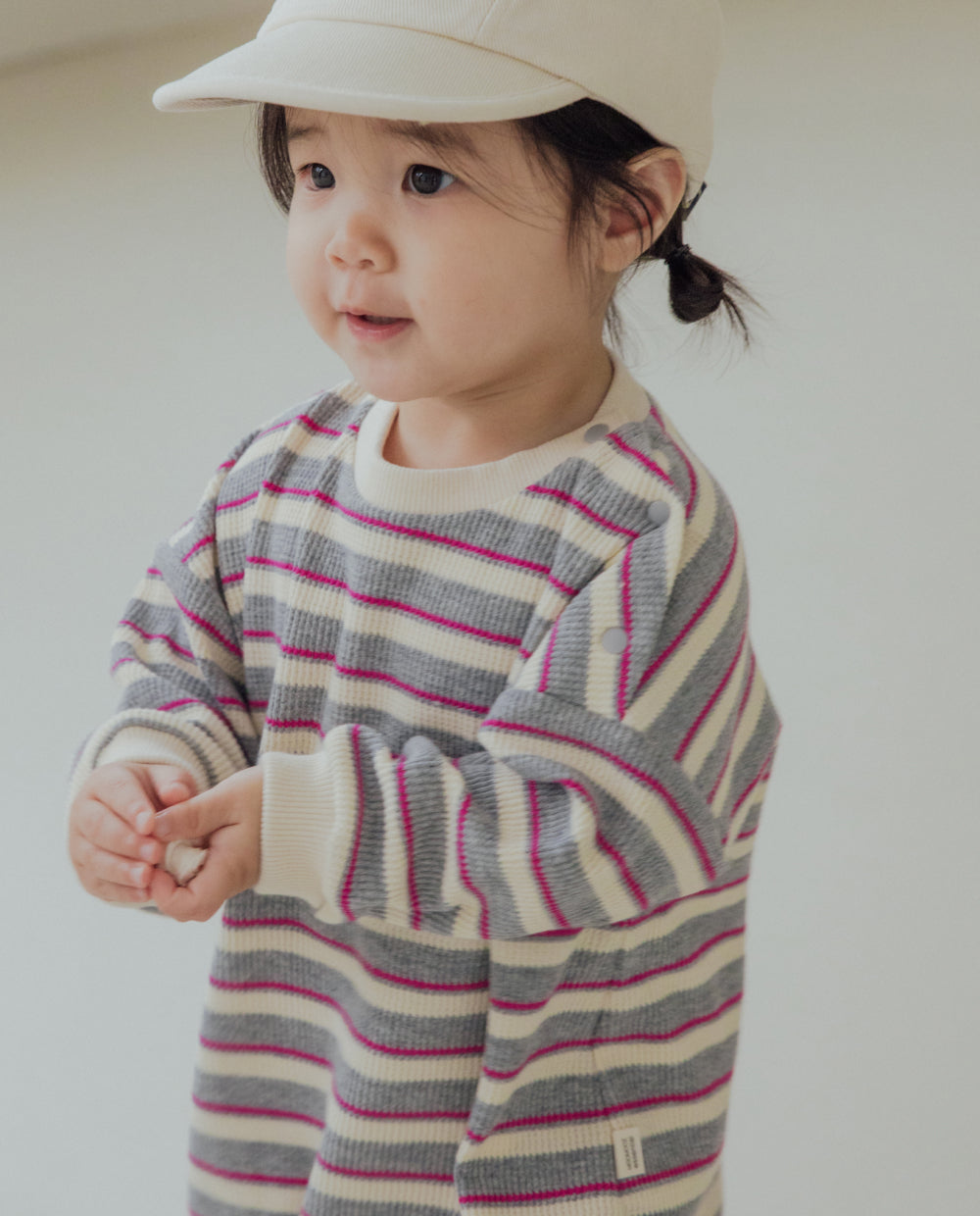 [Baby] ソフトワッフルワイドシルエットロンパース