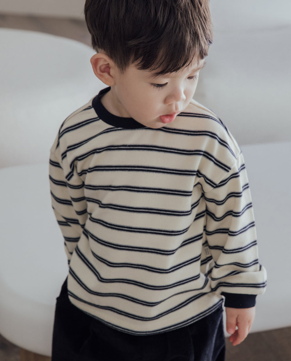 [Kids] コンフォートソフトダブルラインストライプTシャツ