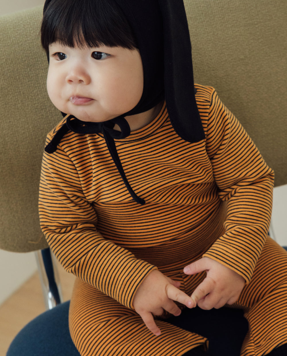 [Baby] ふんわりなめらかストライプTシャツ