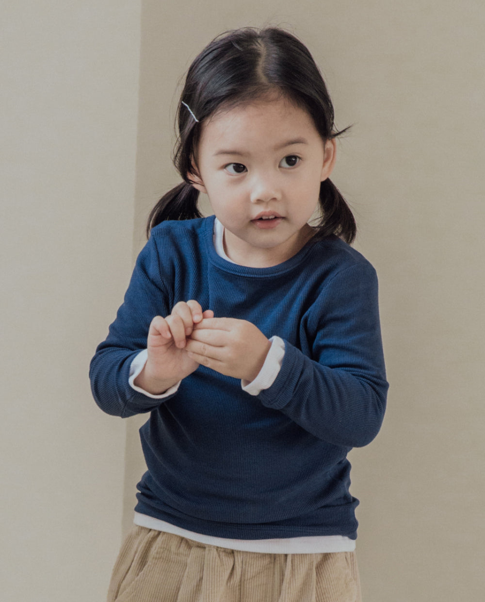 [Kids] (1&1) ふんわりとろみラウンドネックTシャツ