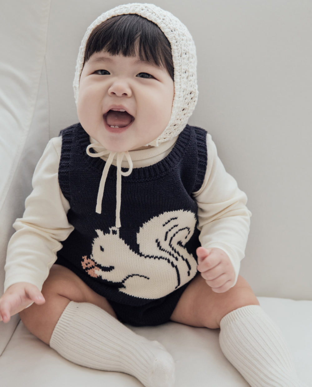 [Baby] ソフトジャガードニットロンパース