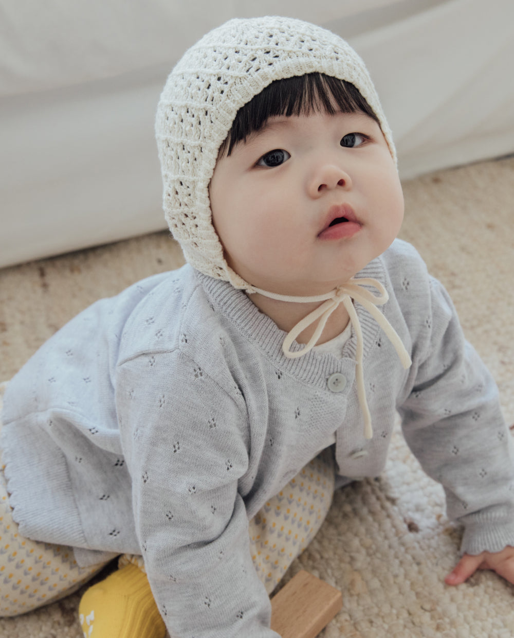 [Baby] コットンアイレットニットカーディガン
