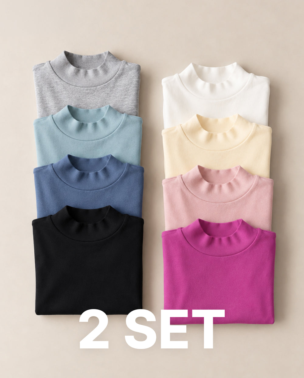 [Kids] (2SET) ふんわりとろみハーフネック無地 Tシャツ