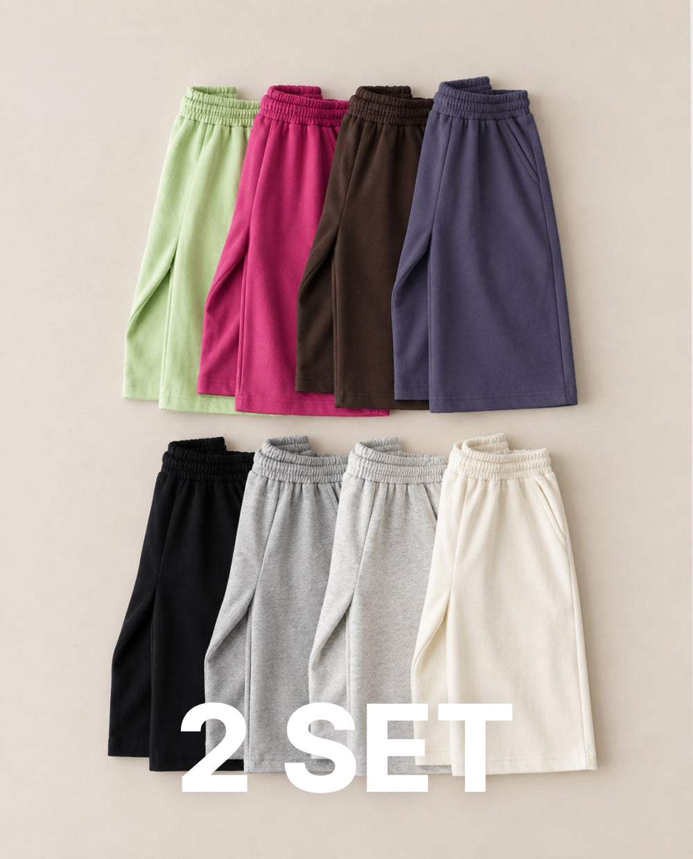 [Kids] (2SET) ソフトコットンワイド8分丈パンツ