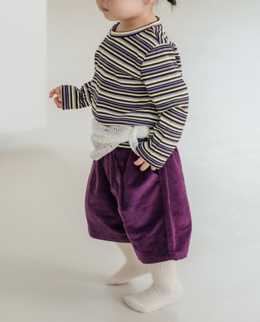 [Kids] ライトコーデュロイピンタックハーフパンツ